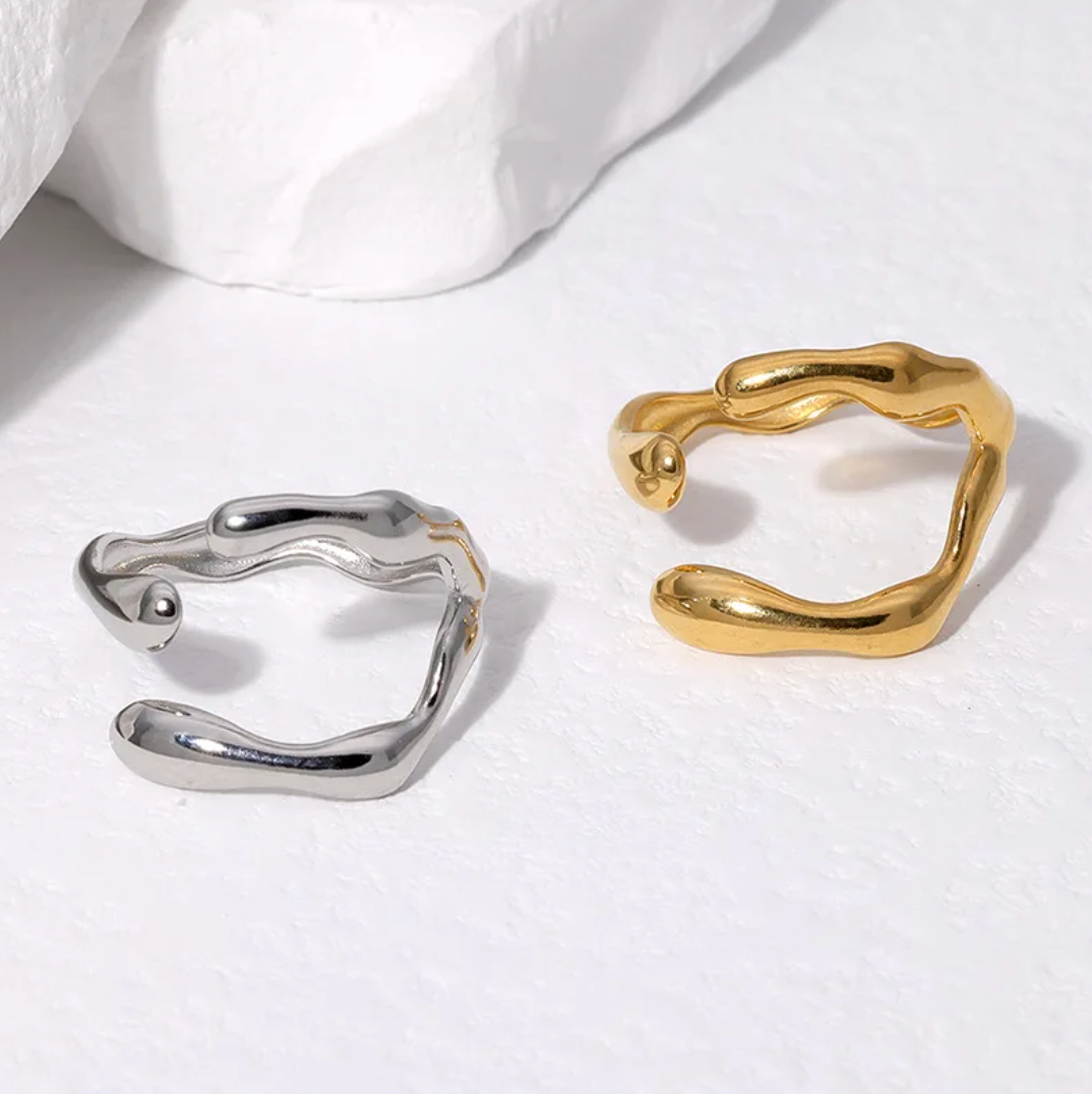 Einzigartiger unregelmäßiger Ring im böhmischen Stil aus hochwertigem 925er Sterlingsilber