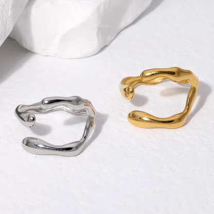 Eleganter unregelmäßiger Ring im Boho-Stil mit edler 18 K Goldplattierung