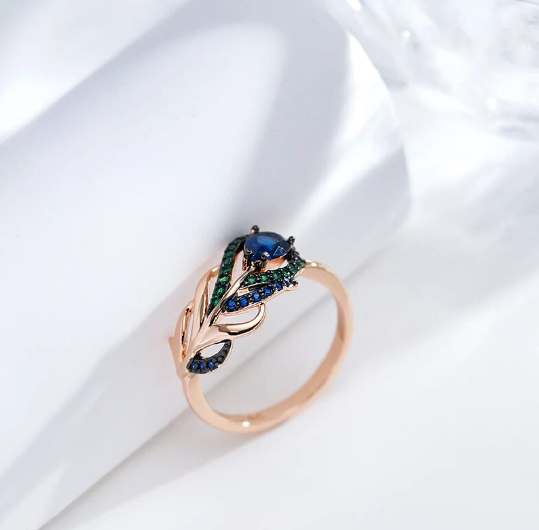 Exquisites Pfau-Set aus 18K Roségold-Vergoldung