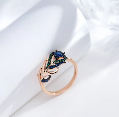 Exquisites Pfau-Set aus 18K Roségold-Vergoldung