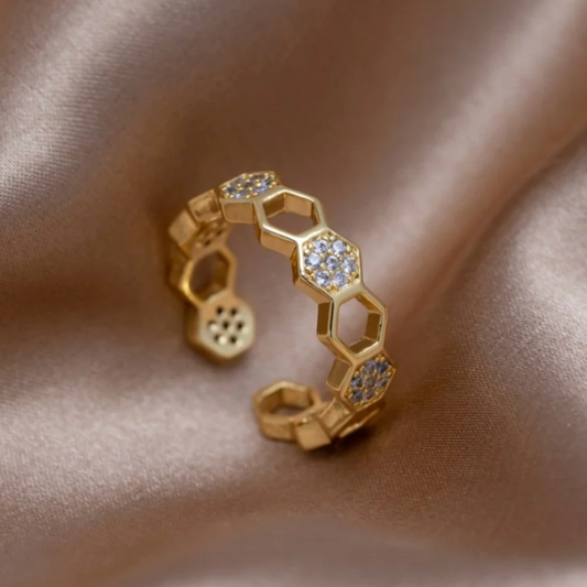 Eleganter Gold Bienen-Panel-Ring