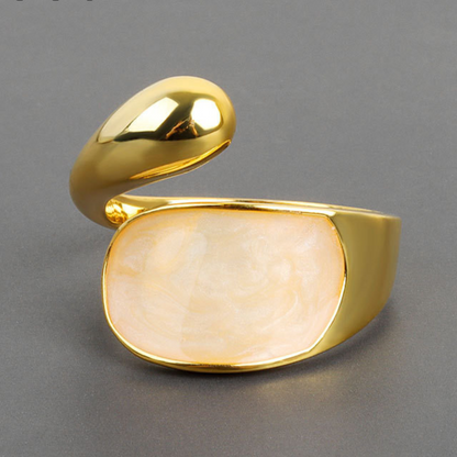 Eleganter verstellbarer Ring im modernen Design, 18K vergoldet