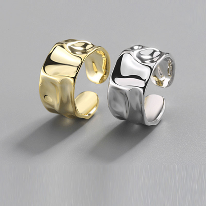 Eleganter asymmetrischer breiter Ring aus hochwertigem 925er Sterlingsilber