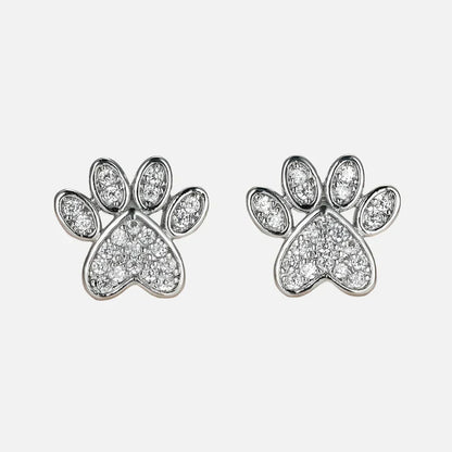 ALINA – Elegante herzförmige Pfoten-Ohrstecker mit funkelnden weißen Zirkonia