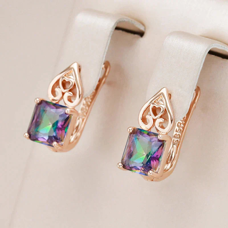 Glamouröse mehrfarbige cubic Ohrringe in edlem Gold