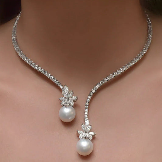 Glänzende Sterling Silber Halskette mit edlen Perlen – Eleganz für jeden Anlass!