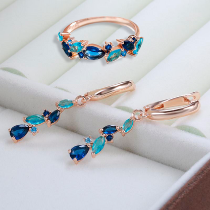 Elegantes Set aus Meerestränen in edlem 18 Karat Roségoldoxid-Design