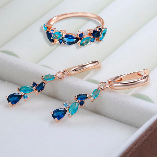 Elegantes Set aus Meerestränen in edlem 18 Karat Roségoldoxid-Design