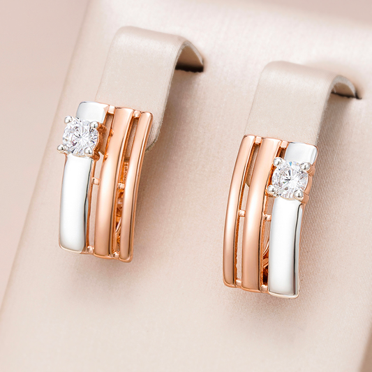 Elegante Mini-Ohrringe aus feinem Gold und Silber