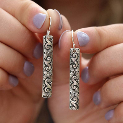 Elegante rechteckige Boho-Ohrringe aus hochwertigem Sterlingsilber