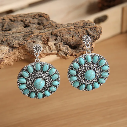 Retro Türkis Mandala Ohrringe – Ein Hauch von Boho-Style für Ihr Outfit!