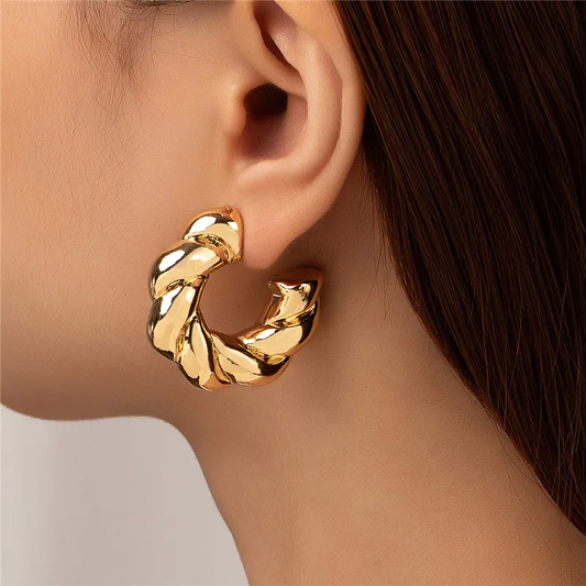 Elegante Vintage Goldene Kreis-Ohrringe im dicken Design