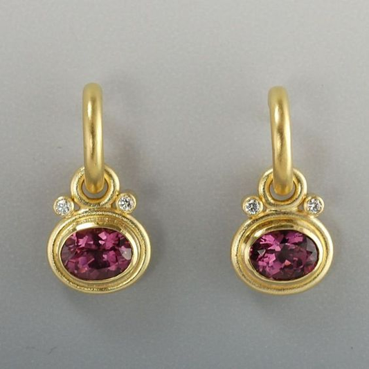 Elegante Vintage-Ohrringe mit Granat und Zirkonia in Gold