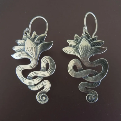 Elegante Vintage Blumen-Ohrringe aus Sterlingsilber mit Schlangenmotiv