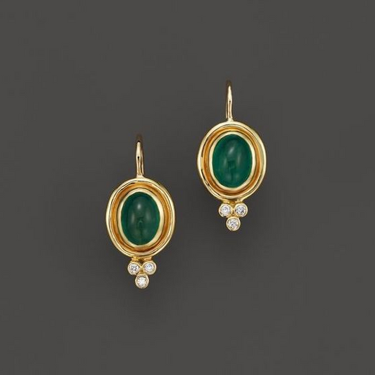 Elegante Vintage-Goldohrringe mit Grünstein