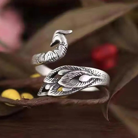 Eleganter Vintage Pfauenring aus Silber