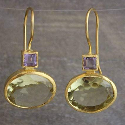 Elegante Vintage grüne Kristallohrringe mit Goldakzenten