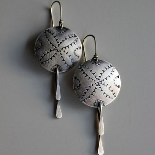 Elegante Vintage Ethno-Runde Silberohrringe