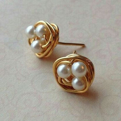 Elegante Vintage Perlennest-Ohrstecker
