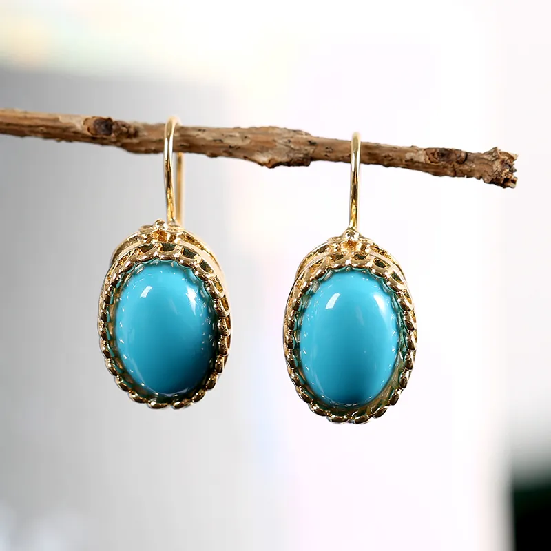 Elegante Vintage-Ohrringe in Blau und Gold