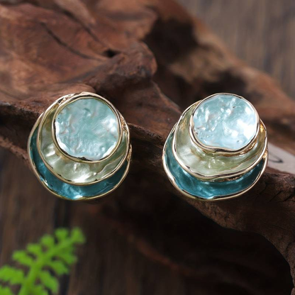 Elegante, handbemalte, mehrschichtige Vintage-Ohrstecker