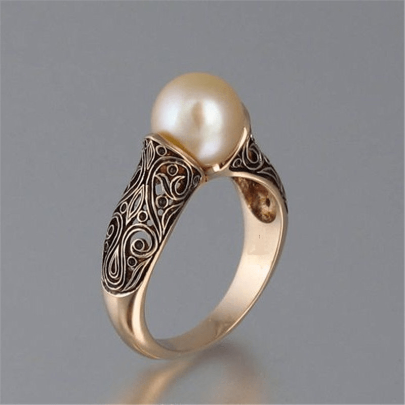 Eleganter Vintage Gold Perlenring