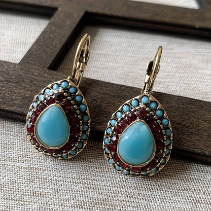 Faszinierende Vintage Blaue Opal Mandala Ohrringe