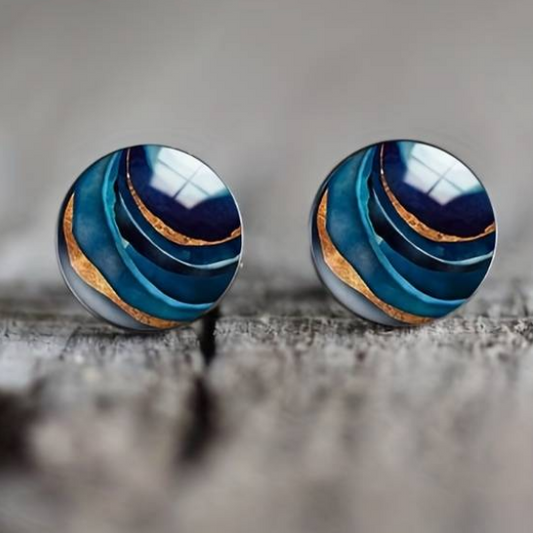 Elegante runde Vintage-Ohrringe in strahlendem Blau