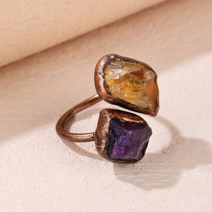 Handgefertigter Vintage Intarsiensteinring