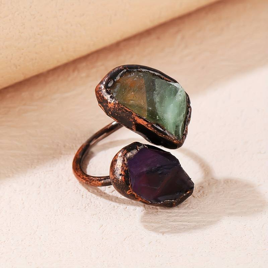 Handgefertigter Vintage Intarsiensteinring