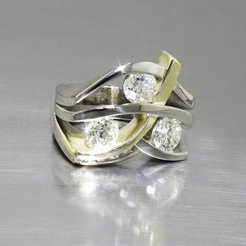 Zeitloser Vintage Zirkonia Gold- und Silberring