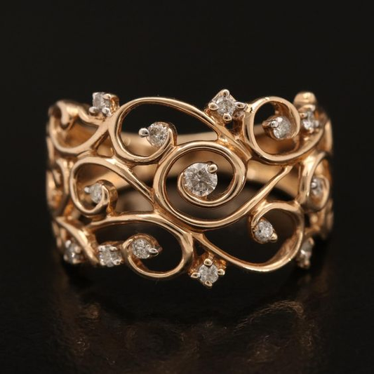 Charmanter Vintage Rosen-Efeu Zirkonia Ring