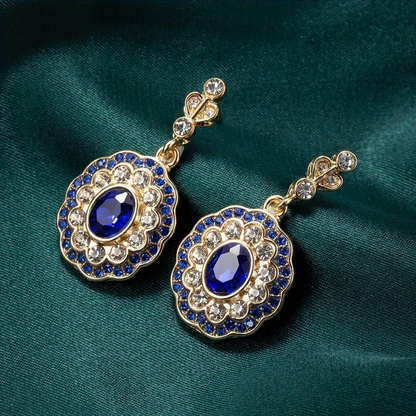 Elegante Vintage Blaue Kristall Mandala Ohrringe für einen besonderen Look