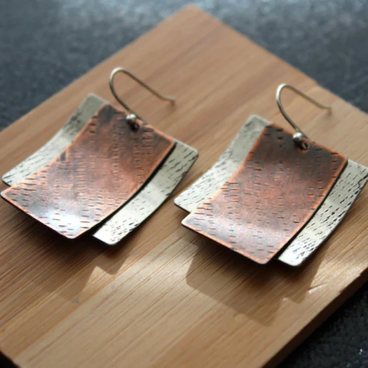 Stylische Vintage Quadrat Bronze Ohrringe