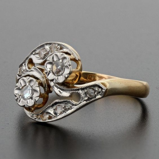 Vintage Gold Funkelnder Kristallring