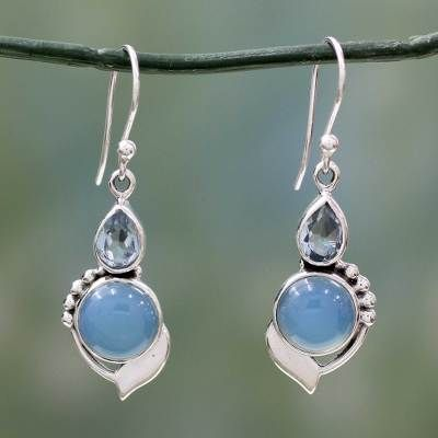 Elegante Ohrringe mit zeitlosen blauen Vintage-Kugeln