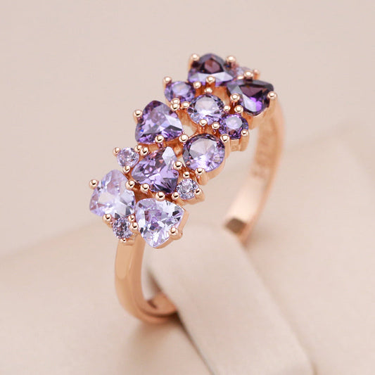 Eleganter 18K Roségold Ring mit funkelnden Amethysten