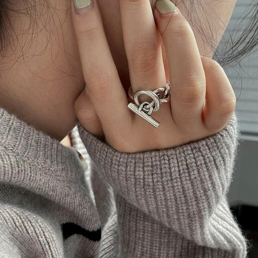 Eleganter verstellbarer Designring aus hochwertigem 925 Sterling Silber
