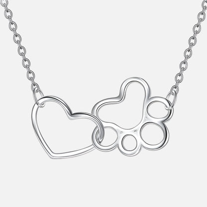 ILYA – Elegante Pfoten-Halskette aus 925er Sterlingsilber mit bezauberndem Herz-Kristallanhänger