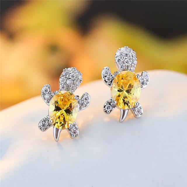 Elegante Meeresschildkröten-Ohrringe aus edlem Zirkonium und hochwertigem Silber