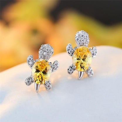 Elegante Meeresschildkröten-Ohrringe aus edlem Zirkonium und hochwertigem Silber